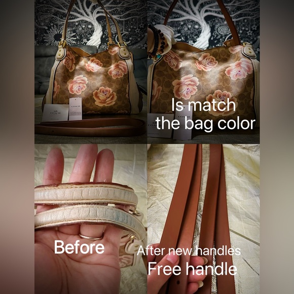 Vintage Y2K Coach Brown and Cream Floral Shoulder Bag, have other new handle - Picture 17 of 17